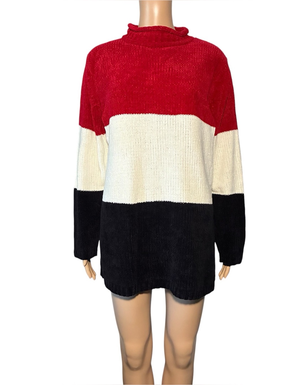 Vintage Carolyn Taylor Women's Sweater SizeM Chenille Knit Long Sleeve Mock Neck